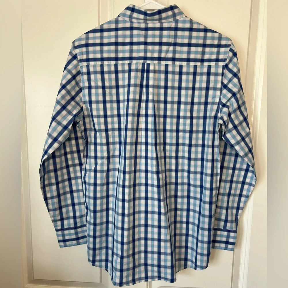 Chaps Boys Blue and White Plaid Button-Down Shirt